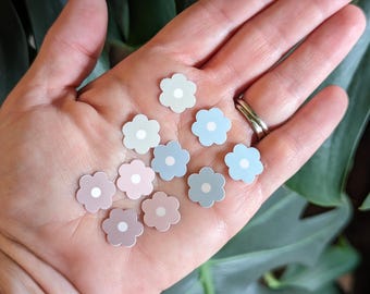 Mini Daisy Flower Stickers, Neutral Colors, Set of 10, 1/2"
