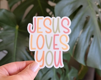 Jesus Loves You, Colorful Christian Faith Sticker