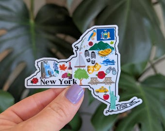 New York Sticker, The Empire State, NY Landmark Icons, State Pride Travel Souvenir