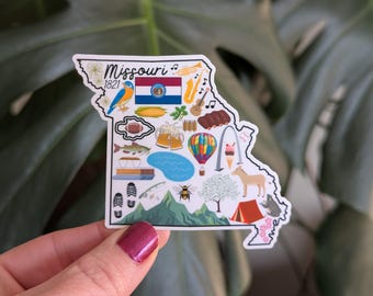 Missouri Sticker, The Show Me State, MO Landmark Icons, State Pride Travel Souvenir