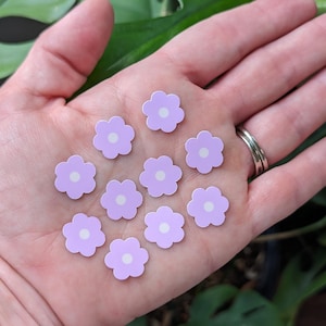 Mini Pastel Purple Daisy Flower Stickers, Set of 10, 1/2"