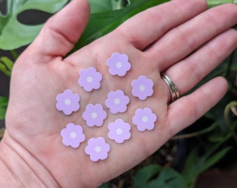 Mini Pastel Purple Daisy Flower Stickers, Set of 10, 1/2"
