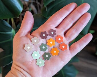 Mini pegatinas de flores, margaritas de otoño, colores otoñales, juego de 12, 1/2"