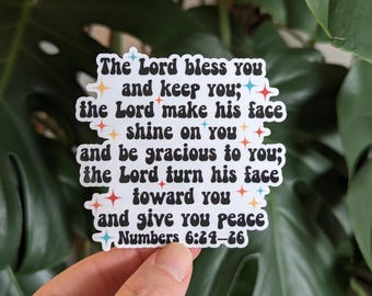 Numbers 6:24-26 Sticker, Retro Stars, Christian Faith Sticker