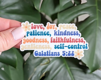 Bible Verse Sticker, Fruit of the Spirit, Galatians 5:22, Retro, Christian Faith