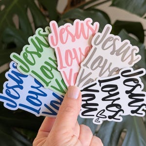 Jesus Loves You, Christian Faith Sticker, Hearts