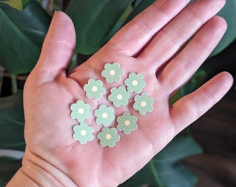 Mini pegatinas de flores de margarita verde, juego de 10, 1/2"