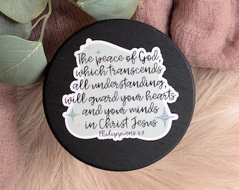 Bible Verse Sticker, Philippians 4:7, The Peace of God, Christian Faith