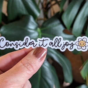 Consider It All Joy Smile Face Flower Sticker, James 1:2 Bible Verse Sticker