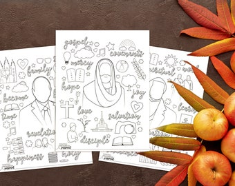 Fall 2023 General Conference Coloring Page Packet {Set of 3}