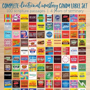 ALL 4 YEARS Seminary Doctrinal Mastery Scripture Passage Candy Labels for youth teachers of the Church of Jesus Christ of Latter-day Saints