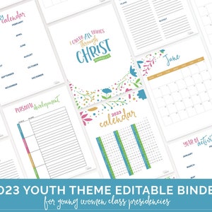 2023 Young Women Class Presidency EDITABLE Binder Digital Downloadable Printable | "I Can Do All Things Through Christ" 2023 Youth Theme