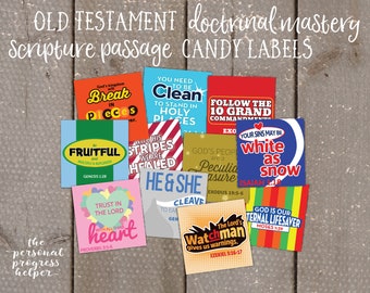 Seminary Old Testament Doctrinal Mastery Scripture Passage Candy Label Puns for the Church of Jesus Christ of Latter-day Saints
