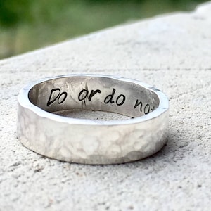 Star Wars Jewelry, Star Wars Ring, Star Wars Band, Do or Do Not There is No Try, Silver Ring image 1