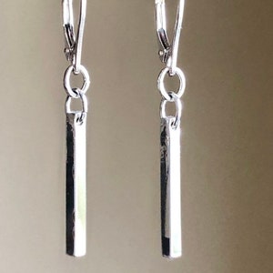 Dash Earrings, Silver Bar Earrings, Dash Dangle Earrings image 8