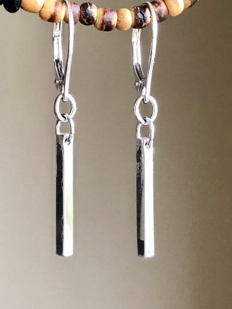 Dash Earrings, Silver Bar Earrings, Dash Dangle Earrings image 8