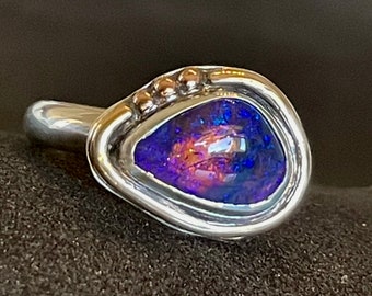 Black Opal Ring, Australian Black Opal