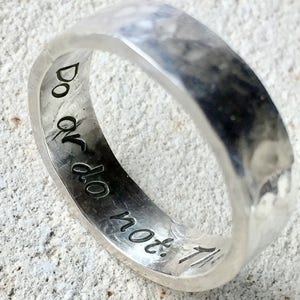 Star Wars Jewelry, Star Wars Ring, Star Wars Band, Do or Do Not There is No Try, Silver Ring image 2