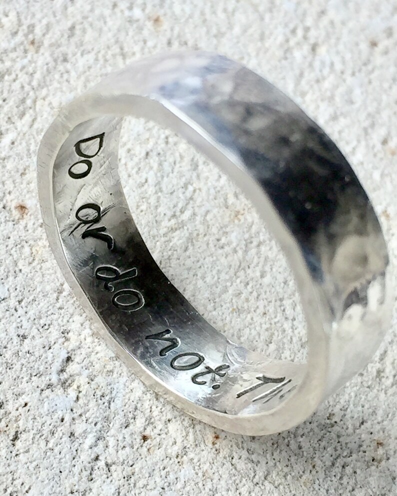 Star Wars Jewelry, Star Wars Ring, Star Wars Band, Do or Do Not There is No Try, Silver Ring image 2