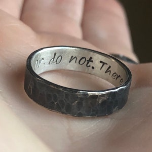 Star Wars Jewelry, Star Wars Ring, Star Wars Band, Do or Do Not There is No Try, Silver Ring image 4