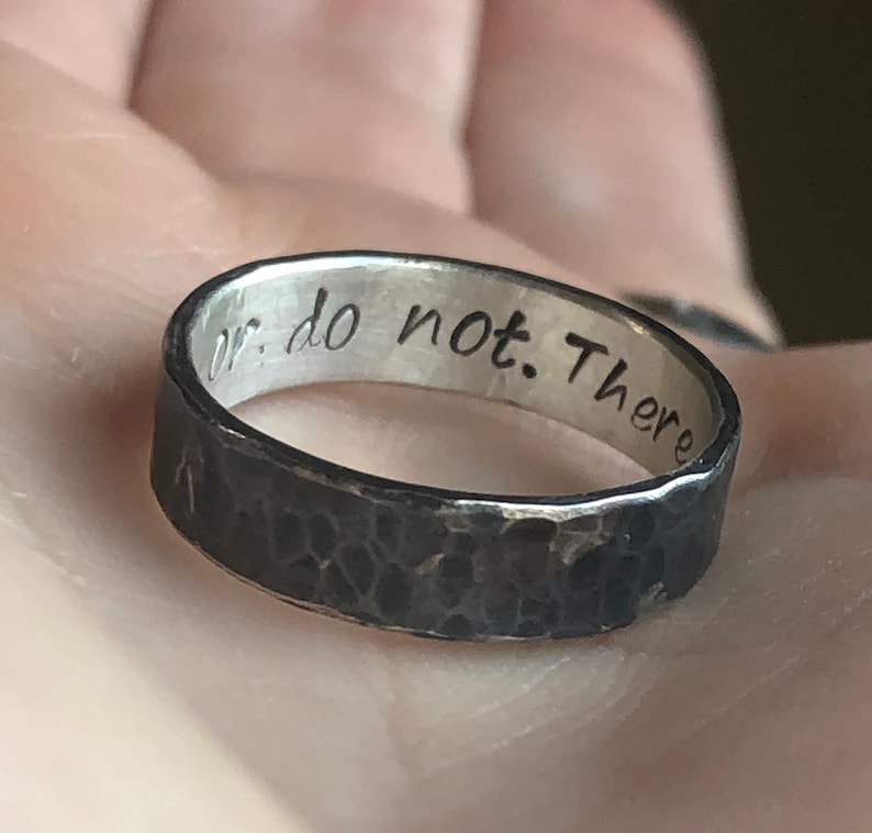 Star Wars Jewelry, Star Wars Ring, Star Wars Band, Do or Do Not There is No Try, Silver Ring image 4