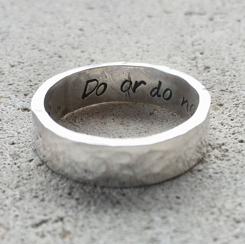 Star Wars Jewelry, Star Wars Ring, Star Wars Band, Do or Do Not There is No Try, Silver Ring image 3