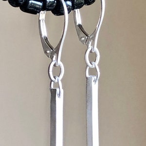 Dash Earrings, Silver Bar Earrings, Dash Dangle Earrings image 2