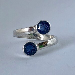 Sapphire Ring Blue Sapphire Ring Sapphire Silver Ring Sapphire Bypass Ring Best Selling Ring image 4