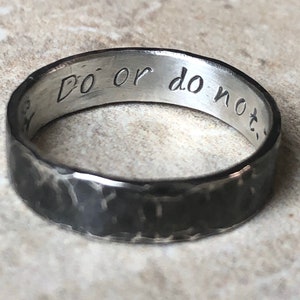 Star Wars Jewelry, Star Wars Ring, Star Wars Band, Do or Do Not There is No Try, Silver Ring image 9