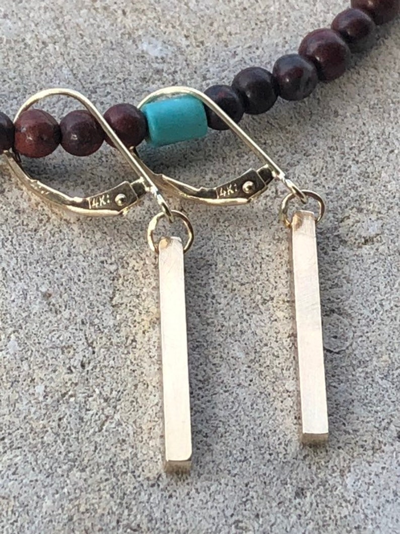 Gold Bar Earrings Solid Gold Bar Earrings Etsy