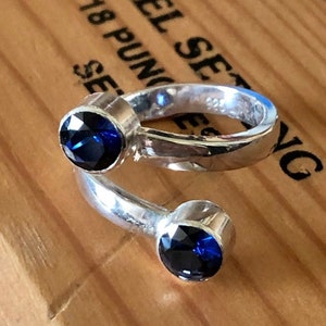 Sapphire Ring Blue Sapphire Ring Sapphire Silver Ring Sapphire Bypass Ring Best Selling Ring image 9