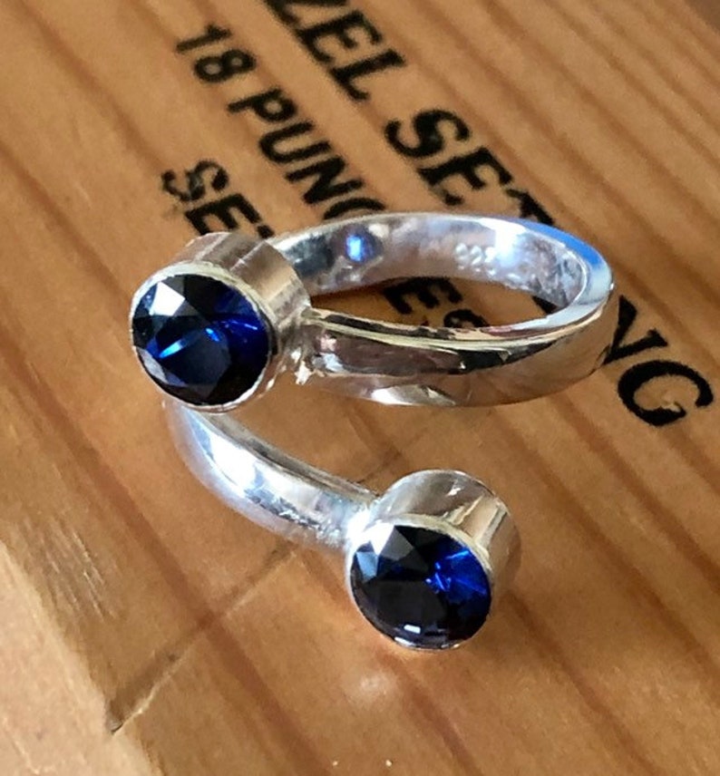 Sapphire Ring Blue Sapphire Ring Sapphire Silver Ring Sapphire Bypass Ring Best Selling Ring image 9
