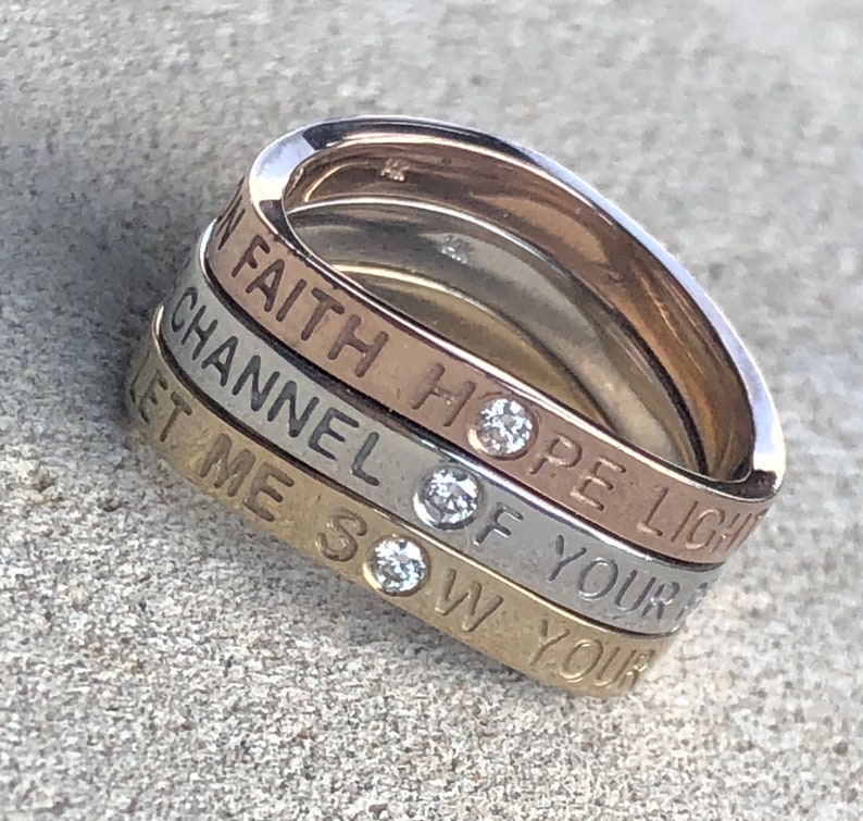 Prayer of Saint Francis, Let Me Sow Your Love, Solid 14k Gold Ring, BRAND NEW DESIGN image 1