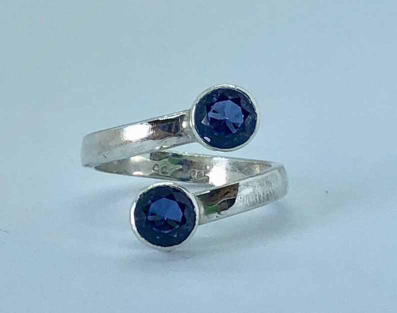 Sapphire Ring Blue Sapphire Ring Sapphire Silver Ring Sapphire Bypass Ring Best Selling Ring image 5