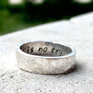 Star Wars Jewelry, Star Wars Ring, Star Wars Band, Do or Do Not There is No Try, Silver Ring image 6