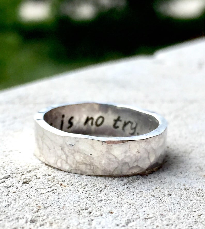 Star Wars Jewelry, Star Wars Ring, Star Wars Band, Do or Do Not There is No Try, Silver Ring image 6