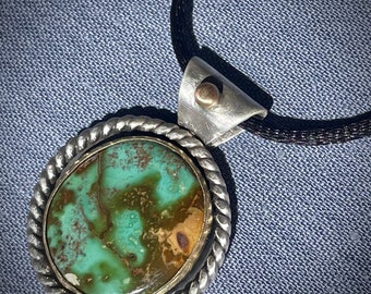 Royston Pendant, Turquoise Pendant, Turquoise Gold Silver Pendant