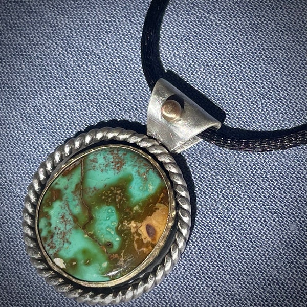 Royston Pendant, Turquoise Pendant, Turquoise Gold Silver Pendant