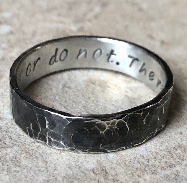 Star Wars Jewelry, Star Wars Ring, Star Wars Band, Do or Do Not There is No Try, Silver Ring image 8