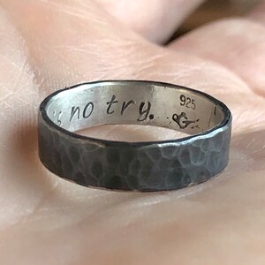 Star Wars Jewelry, Star Wars Ring, Star Wars Band, Do or Do Not There is No Try, Silver Ring image 5