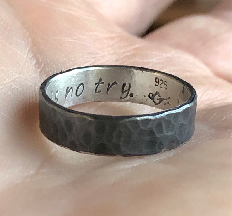 Star Wars Jewelry, Star Wars Ring, Star Wars Band, Do or Do Not There is No Try, Silver Ring image 5