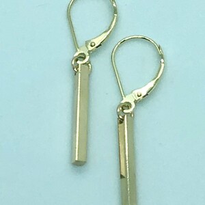 Gold Bar Earrings, Solid Gold Bar Earrings 14k yellow gold