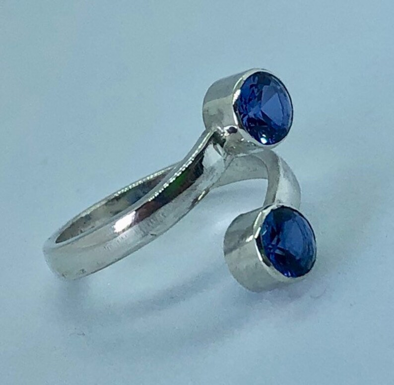 Sapphire Ring Blue Sapphire Ring Sapphire Silver Ring Sapphire Bypass Ring Best Selling Ring image 2