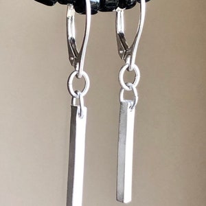 Dash Earrings, Silver Bar Earrings, Dash Dangle Earrings image 3