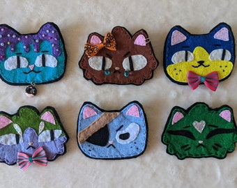 Cat Badges 22-27 -Pirate -Crybaby -Donut -Fancy