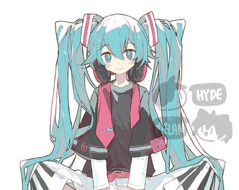 Piano Miku (Original) 8.5"x11" Poster Print