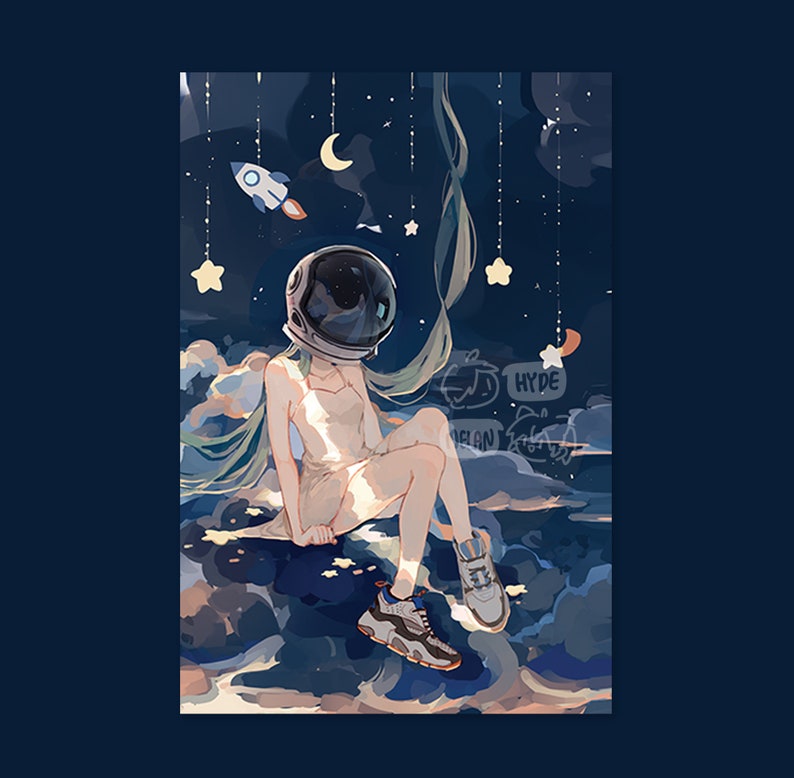 Astronaut Miku 4x6 Mini Print image 1