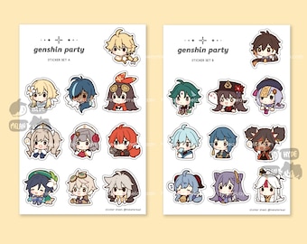 Genshin Party Chibis - Vinyl Sticker Sheets