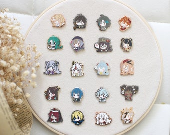 Chibis de fiesta de GACHA Genshin - Pines de esmalte duro (SET B)