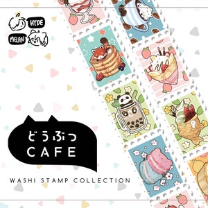 Doubutsu Cafe (Stamp) Japanese Washi Tape 2.5cm x 5m